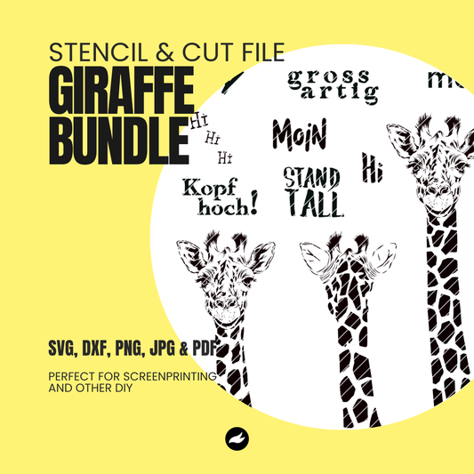 Giraffe BIG BUNDLE - Stencil & Cut File - SVG, DXF, PNG, JPEG, PDF Formats for Screen Printing, Foil Projects & More