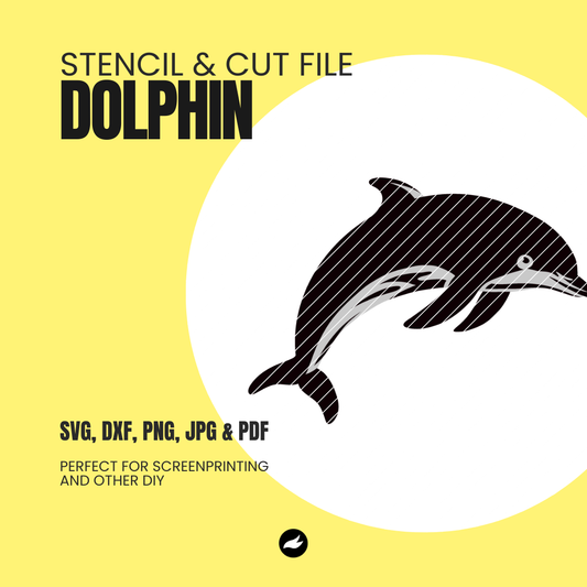 Dolphin Stencil & Cut File - SVG, DXF, PNG, JPEG, PDF Formats for Screen Printing, Foil Projects & More