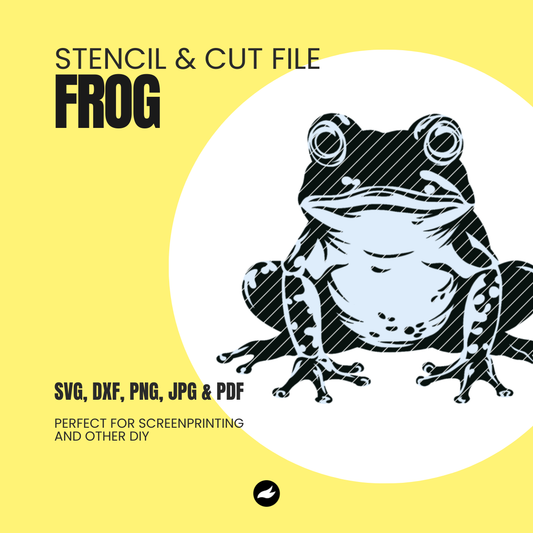 Frog Stencil & Cut File - SVG, DXF, PNG, JPEG, PDF Formats for Screen Printing, Foil Projects & More