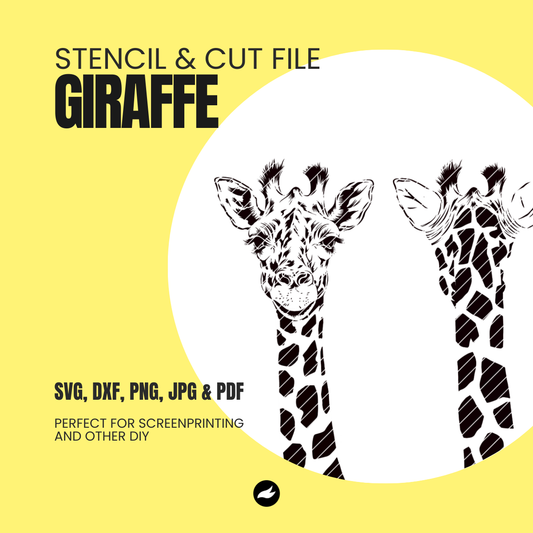 Giraffe Stencil & Cut File - SVG, DXF, PNG, JPEG, PDF Formats for Screen Printing, Foil Projects & More