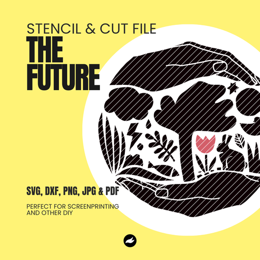 The Future Stencil & Cut File - SVG, DXF, PNG,JPEG, PDF Formats for Screen Printing, Foil Projects & More