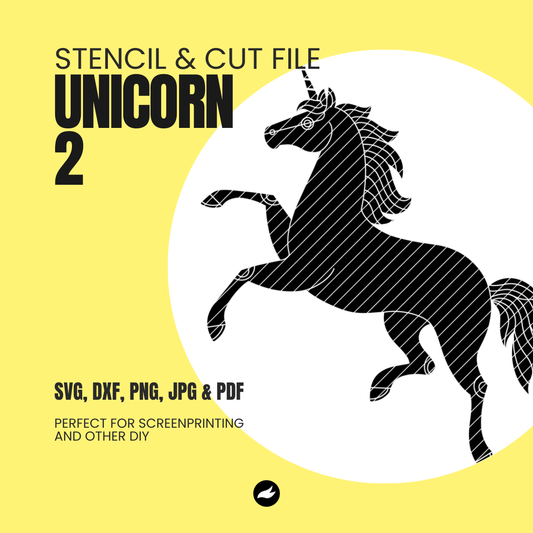 Horse & Unicorn 2 - Stencil/Cut File - perfect for screenprint, foils or other prints ( svg, dxf, pdf and png format)