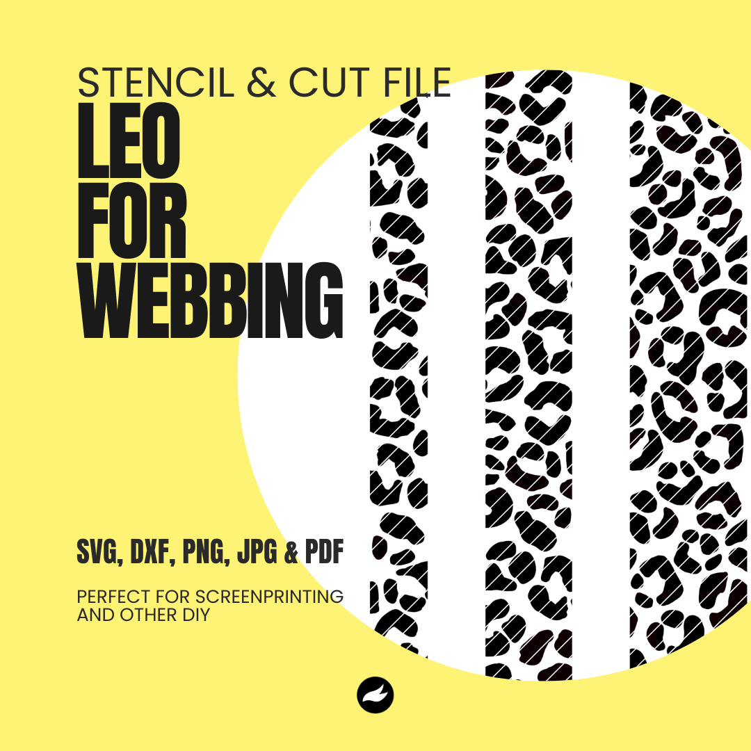 Leo Webbing - Stencil & Cut File - SVG, DXF, PNG, JPEG, PDF Formats for Screen Printing, Foil Projects & More