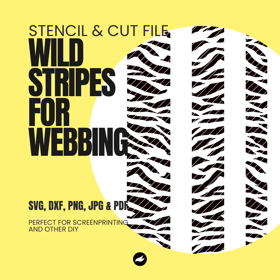 Wild Stripes Webbing - Stencil & Cut File - SVG, DXF, PNG, JPEG, PDF Formats for Screen Printing, Foil Projects & More