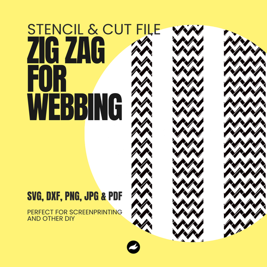 ZigZag Webbing - Stencil & Cut File - SVG, DXF, PNG, JPEG, PDF Formats for Screen Printing, Foil Projects & More