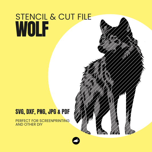 Wolf - Stencil & Cut File - SVG, DXF, PNG, JPEG, PDF Formats for Screen Printing, Foil Projects & More