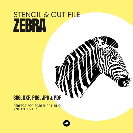 Zoe Zebra - Stencil & Cut File - SVG, DXF, PNG, JPEG, PDF Formats for Screen Printing, Foil Projects & More